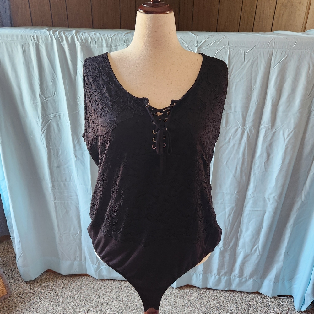 Torrid Black Lace-Up Bodysuit